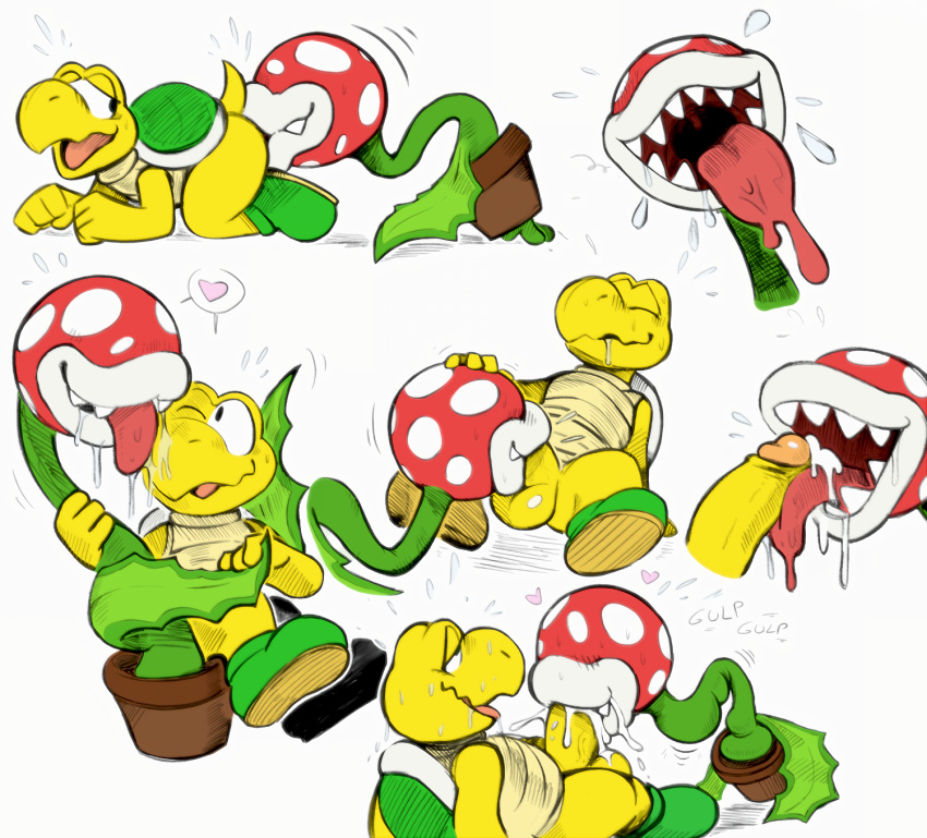 ambiguous_gender anal bodily_fluids color_edit colored cum cum_in_mouth cum_inside daftpatriot drooling duo edit erection fellatio flora_fauna genital_fluids glans green_koopa_troopa heart hi_res humanoid_penis koopa koopa_troopa looking_pleasured male male/ambiguous mario_(series) nintendo open_mouth oral penile penis penis_on_tongue piranha_plant plant rimming saliva scalie sex sharp_teeth smile teeth tongue video_games white_background