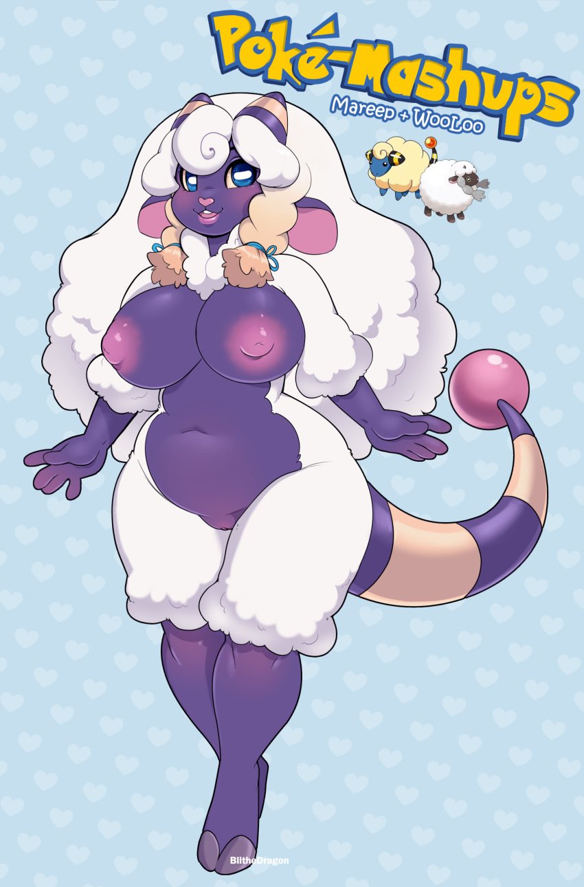 1girls 2019 2_toes 5_fingers anthro anthrofied areola ass belly big_belly big_breasts big_ears big_nipples big_tail black_skin blithedragon blue_background blue_eyes blue_fur blush bovid braided_hair breasts caprine chubby clitoris dark_skin english_text feet female female_focus female_only feral fingers fur furry furry_only fusion hair heart hi_res hooves horizontal_pupils horn horns huge_ass huge_breasts hybrid long_hair mammal mareep mostly_nude naked navel nintendo nipples nude original_character pokémon_(species) pokemon pokemon_(species) pokemon_gsc pokemon_ss pokemorph pussy sheep smile solo solo_female solo_focus standing stripes tail teeth text thick_thighs twin_braids twintails video_games watermark white_fur wide_hips wool wooloo yellow_fur yellow_sclera