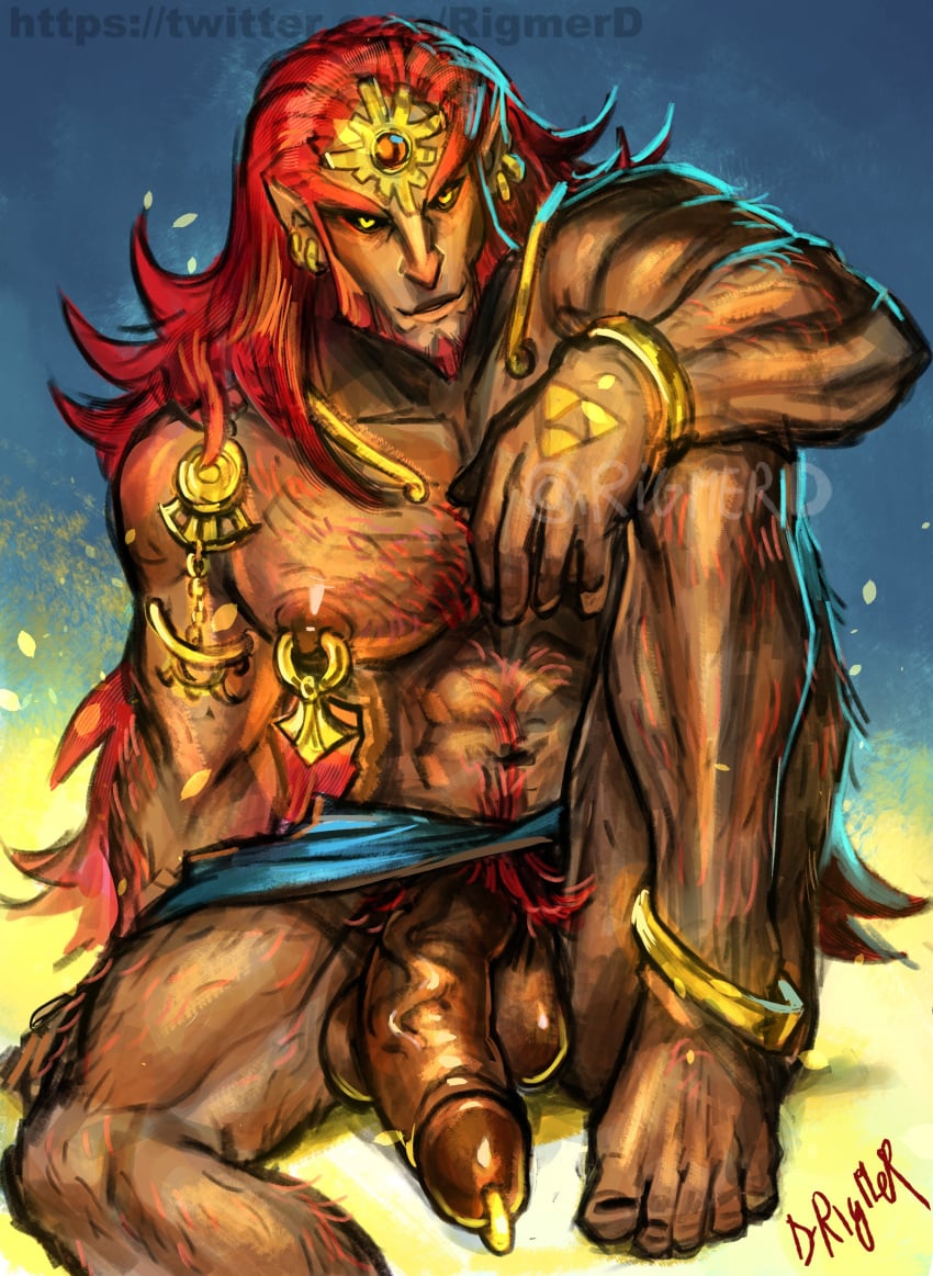 bara boner breath_of_the_wild erection ganondorf gerudo goatee male male_focus male_only nintendo nipple_piercing nipples penis penis_out prince_albert_piercing pubes red_hair rigmerd solo solo_male the_legend_of_zelda the_legend_of_zelda_(cartoon)