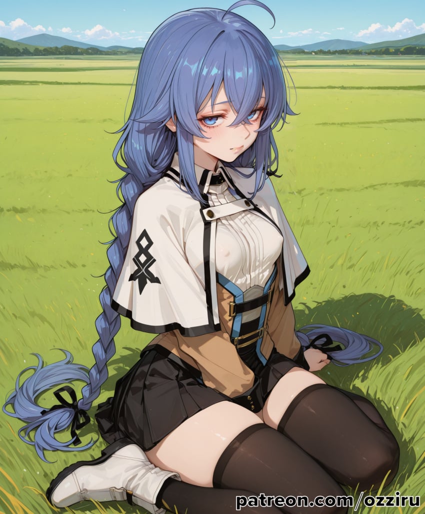 absurd_res ai_generated alternate_version_at_source alternate_version_available anime anime_girl anime_screencap anime_style bangs blue_hair braid braided_hair braided_twintails braids cute cute_face day daytime female female_focus field grass hair_flaps hi_res highres long_hair looking_at_viewer looking_pleasured mage mushoku_tensei mushoku_tensei:_isekai_ittara_honki_dasu outdoor_nudity outdoor_sex outdoors outdoors_nudity outdoors_sex ozziru patreon petite petite_body petite_breasts petite_female roxy_migurdia seductive seductive_eyes seductive_look seductive_pose self_upload shy sitting small_breasts small_dom_big_sub smaller_female solo solo_female solo_focus submissive submissive_female twintails uncensored witch