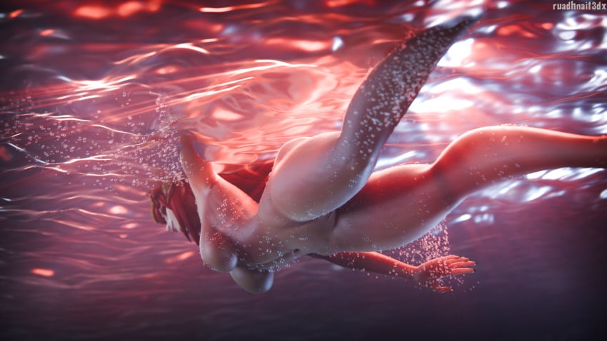 1girl 1girls 3d alexstrasza artist_name black_nail_polish black_nails braid breasts bubble bubbles calves completely_nude completely_nude_female dragon_girl dragon_horns elf elf_ears female female_only female_solo fish horn horns large_breasts naked naked_female navel nipples nude nude_female pussy red_hair ruadhnait3dx solo solo_female swimming thick_thighs thighs underwater underwater_view warcraft water watermark wet wet_body world_of_warcraft