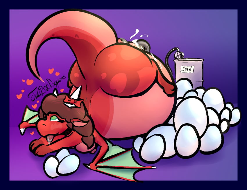 anus ass_up belly big_belly big_butt blush bodily_fluids bow_(feature) bow_accessory bow_ribbon breasts butt colored container cum cum_container cum_in_vagina cum_inflation cum_inside digital_drawing_(artwork) digital_media_(artwork) dragon drooling egg egg_pile expansion female feral genital_fluids genitals hair horn hose hose_in_vagina huge_belly huge_butt hyper hyper_belly immobile inflation looking_pleasured mythological_creature mythological_scalie mythology nipples nude penetration puffy_anus pump raised_tail saliva scalie shaded signature simple_background solo tail thick_thighs tongue tongue_out tube_in_pussy tulip_(tulipsanddragons) tulipsanddragons wide_hips wings