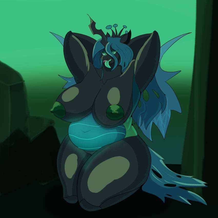 big_breasts breasts cleavage female hasbro huge_breasts kuroinsolitude my_little_pony nipples nude queen_chrysalis_(mlp) slightly_chubby tagme thick_thighs wide_hips