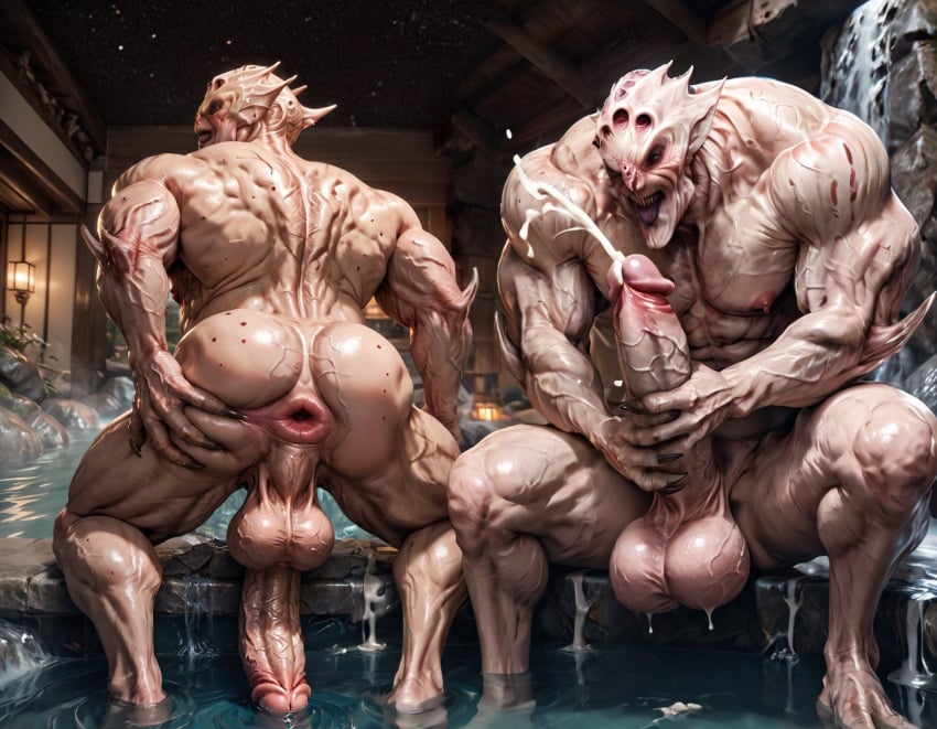 2boys abs ai_generated alien anus ass ass_focus back back_muscles balls bara big_ass big_balls big_muscles big_nipples big_pecs big_penis booster_rex brown_body cum cum_drip cum_on_body cum_on_penis cumshot daddy dilf duo ejaculation erect_nipples erection gay huge_balls huge_cock huge_muscles humanoid hunk male male_only mass_effect muscular muscular_humanoid muscular_male navel nipples nude orgasm pecs penis ugly ugly_male vorcha