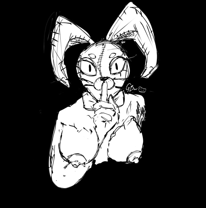 breasts bunny_girl five_nights_at_freddy's five_nights_at_freddy's:_security_breach girthybear monochrome pierced_nipples sketch solo_female solo_focus vanny_(fnaf) wardrobe_malfunction wip