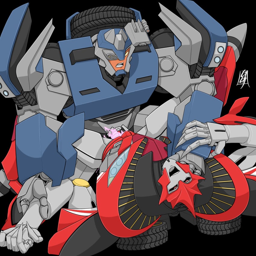 2boys ahe_gao ahegao_face alien alien_humanoid breakdown_(transformers) choking claws commission cum cum_on_penis cumming_together cumming_while_penetrated decepticon eye_patch eyes_rolling_back grabbing_neck hermaphrodite knockout_(transformers) kobd legs_in_air legs_up nuefass pose red_eyes robot robot_alien robot_humanoid simple_background simple_shading spread_legs tires transformers transformers_prime vaginal_penetration valve_penetration yaoi yellow_eyes