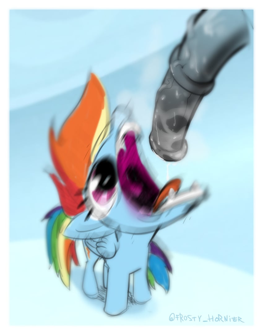 absurd_res animal_genitalia animal_penis bite duo earth_pony_colds equid equine equine_genitalia equine_penis fangs female feral friendship_is_magic genitals hasbro hi_res horse imminent_fellatio imminent_oral male male/female mammal meme motion_blur my_little_pony mythological_creature mythological_equine mythology pegasus penis pony rainbow_dash_(mlp) teeth wings