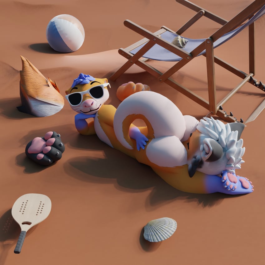 2024 3d absurd_res anal anthro ass ass_in_face awtter ball beach beach_ball beach_chair bliss0tter blue_beach_chair blue_body blue_chair blue_fur blue_hair buried buried_in_sand butt_in_face calico_cat chair closed_eyes cupping_head digital_media_(artwork) domestic_cat duo eyewear face_in_ass facesitting feet felid feline felis folding_chair fur furniture hair head_propped_up hi_res high-angle_view inflatable looking_at_viewer looking_back lying male male/male mammal mustelid musteline nude on_front oral orange_body orange_fur otter pawpads paws pink_pawpads pink_paws racket raised_tail rimming sand seashell sex shell short_hair sitting_on_another smile smirk summer sunglasses tail tris_(tris_the_calico) white_body white_fur white_hair wood wood_chair wood_furniture