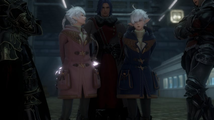 1girls 3d 4boys alisaie_leveilleur alphinaud_leveilleur final_fantasy final_fantasy_xiv garlean hi_res jullus_pyr_norbanus kyubisan train train_station twins