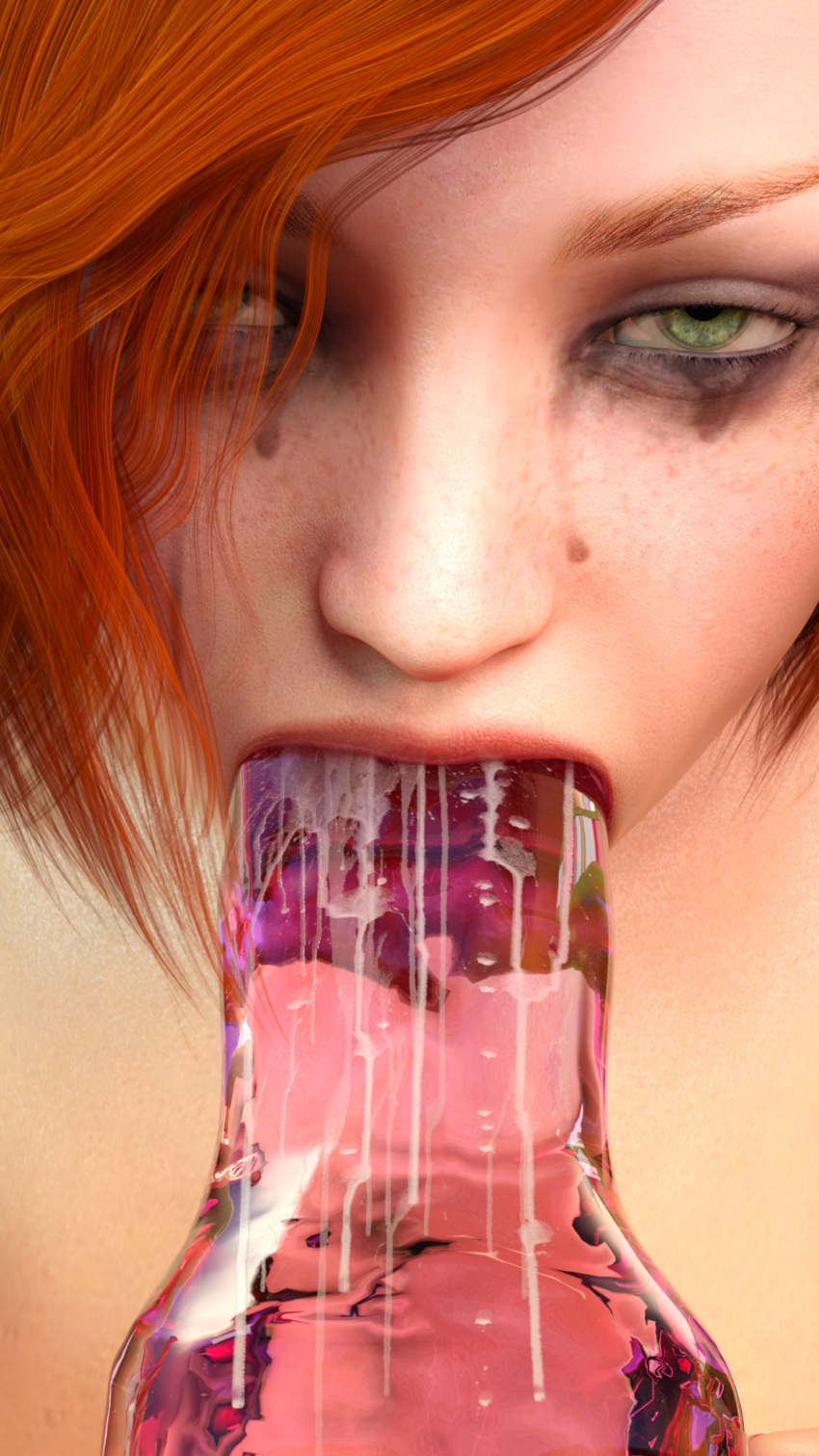 3d close-up deepthroat dildo fellatio ginger green_eyes looking_at_viewer mascara nude oral orange_hair petite pink_dildo prozac-parade red_hair runny_makeup saliva saliva_string saliva_trail scarlett scarlett_(prozac-parade) sloppy solo tears teen throat_barrier throat_training