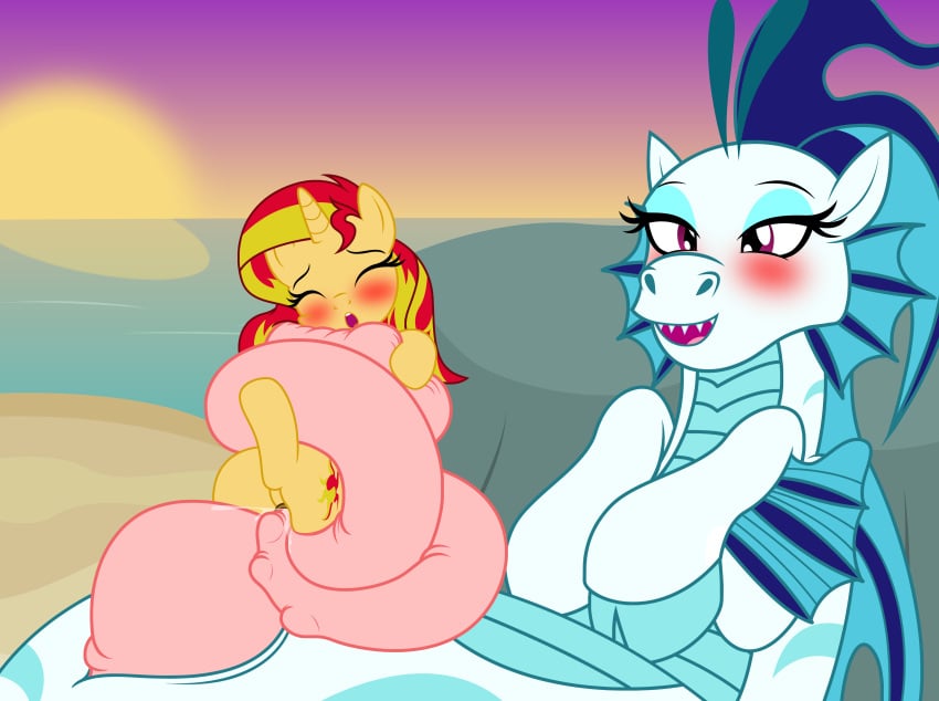 absurd_res badumsquish beach black_eyeliner blonde_hair blue_body blue_eyeshadow blush closed_eyes duo ear_fins equestria_girls equid equine eyeliner eyeshadow female feral fin friendship_is_magic futanari genitals gynomorph gynomorph/female hair hasbro hi_res horn intersex intersex/female larger_gynomorph larger_intersex long_penis makeup mammal my_little_pony mythological_creature mythological_equine mythology penetration penis prehensile_penis purple_eyes red_hair sand sea siren size_difference sonata_dusk sonata_dusk_(eg) sunset sunset_shimmer sunset_shimmer_(eg) unicorn vaginal_penetration water yellow_body