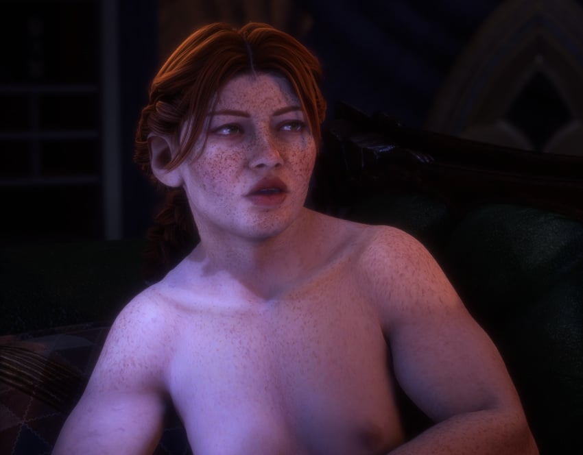 chubby dragon_age_the_veilguard freckles freckles_on_face game_mod ginger lace_harding muscular_arms nude_mod