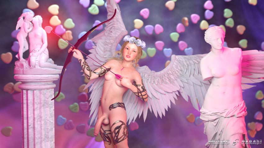 1futa 3d archer areolae balls bow breasts cupid erect_nipples flower_in_hair futa_only futa_sans_pussy futanari half-erect heterochromia intersex large_penis looking_at_viewer midriff nipples nude penis petite prozac-parade realistic slim small_breasts watermark wings