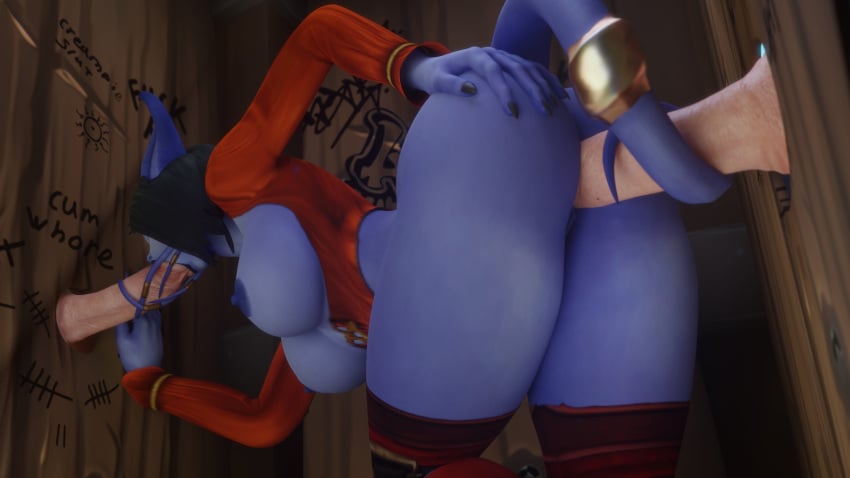 1girls 2boys 3d bent_over big_ass big_breasts black_hair blizzard_entertainment blowjob blue_skin draenei fellatio glory_hole horns human human_(world_of_warcraft) interspecies light-skinned_male light_skin male morilymory mory nude oral oral_sex original_character pussy sex spread_legs tail_sex thick_thighs thighhighs vaginal_penetration vaginal_penetration vaginal_sex voluptuous voluptuous_female warcraft wide_hips world_of_warcraft