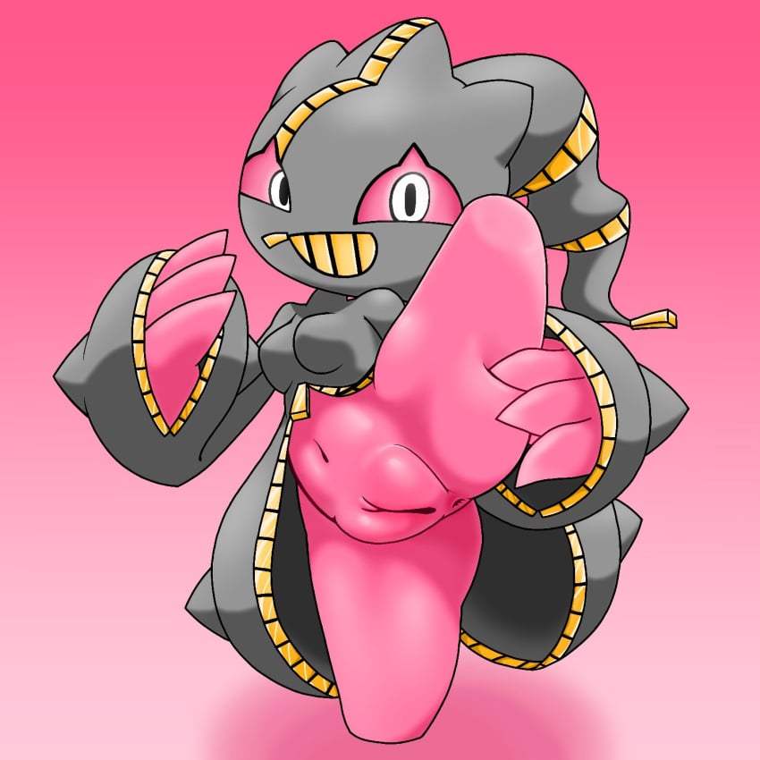 1:1 2022 4_fingers anus big_hands breasts featureless_legs female fingers generation_6_pokemon genitals glistening glistening_body glistening_genitalia glistening_pussy glistening_vulva gradient_background hi_res holding_leg_up holding_own_leg holding_own_leg_up humanoid humanoid_genitalia humanoid_pussy humanoid_vulva innie_vulva looking_at_viewer medium_breasts mega_banette mega_evolution mr_slow narrowed_eyes navel nintendo not_furry on_one_leg one_leg_up pink_anus pink_body pink_sclera plump_labia pokemon pokemon_(species) presenting_pussy presenting_vulva pupils pussy raised_leg shaded simple_background smile solo standing thick_thighs vulva white_eyes wide_hipped_female wide_hipped_humanoid wide_hips zipper zipper_mouth