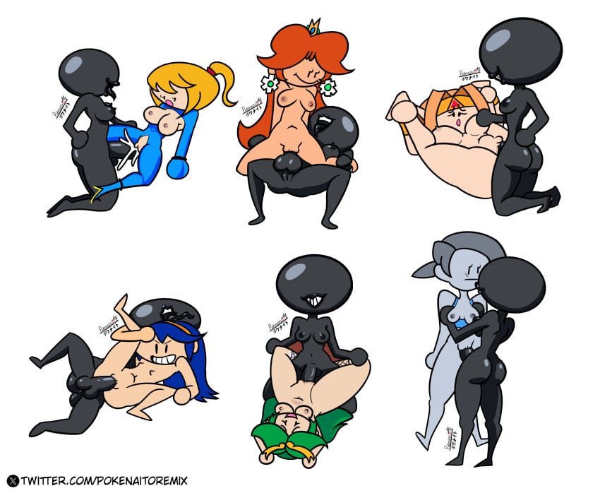 1boy 6+girls blonde_hair blue_hair breast_grab breasts_out fire_emblem green_hair happy ink_man inkling_girl kid_icarus legs_up lucina_(fire_emblem) lying lying_on_back metroid nintendo one_leg_up orange_hair palutena princess_daisy princess_zelda samus_aran sex standing standing_sex super_smash_bros. surprised terminalmontage the_legend_of_zelda torn_clothes wii_fit wii_fit_trainer_(female) zelda_(a_link_between_worlds)