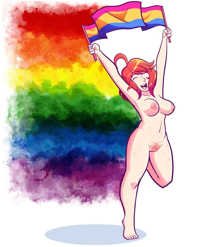 1girls amber_(my_naked_li(f)e) amber_freeman birthday_suit_games breasts completely_nude completely_nude_female female female_only my_naked_li(f)e n0valove navel nipples nude nude_female orange_hair pansexual_flag pansexual_pride_colors pride_colors pride_flag pussy rainbow_flag red_hair solo