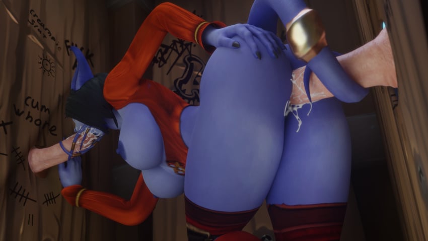 1girls 2boys 3d bent_over big_ass big_breasts black_hair blizzard_entertainment blowjob blue_skin cum cum_in_mouth cum_in_pussy cum_in_pussy cum_inside draenei fellatio glory_hole horns human human_(world_of_warcraft) interspecies light-skinned_male light_skin male morilymory mory nude oral oral_sex original_character pussy sex spread_legs swallowing swallowing_cum tail_sex thick_thighs thighhighs vaginal_penetration vaginal_penetration vaginal_sex voluptuous voluptuous_female warcraft wide_hips world_of_warcraft