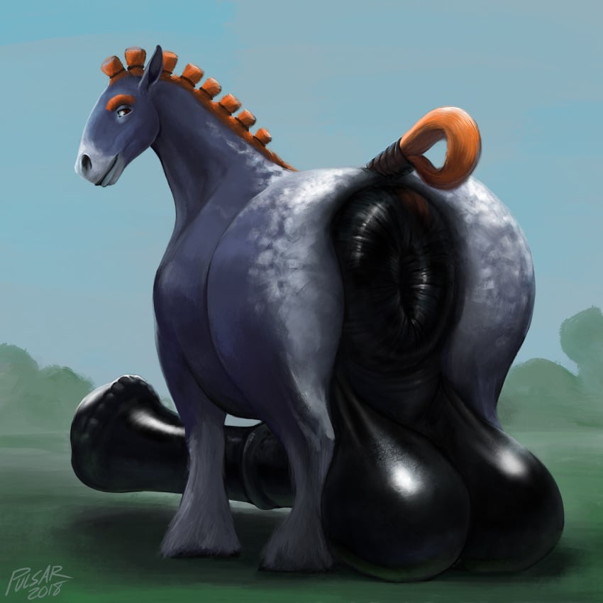 furry horse horsecock huge_balls huge_cock hyper_anus hyper_balls hyper_penis hyper_testicles looking_at_viewer male_only prolly pulsar solo_male swollen_anus