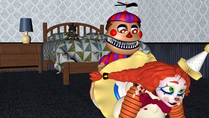 1girls 2boys 3d animatronic_female big_ass big_breasts cinema4d female five_nights_at_freddy&#039;s five_nights_at_freddy&#039;s_4 fnaf1st_1st1 freddles freddles_(fnaf) hand_on_butt jackie_(fnaf) male nightmare_balloon_boy scottgames tagme