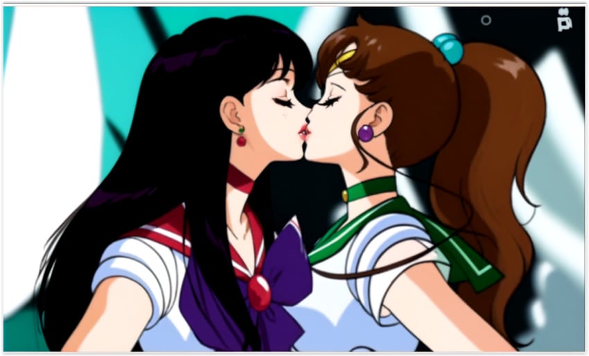 2girls ai_generated kissing lesbian_couple lesbian_kiss lovers sailor_jupiter sailor_mars yuri yuri yuri