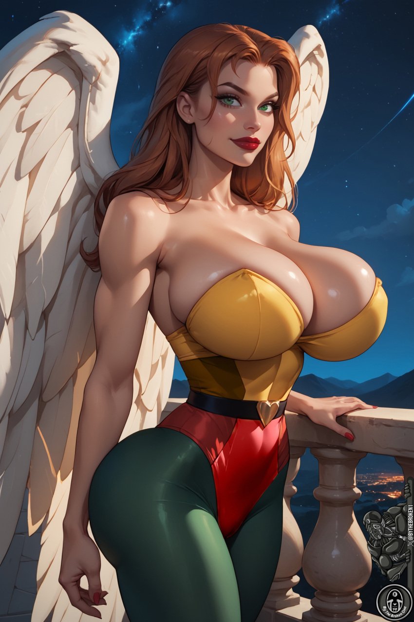 1girls ai_generated big_breasts bythebrokenone dc dc_comics dcau female_only hawkgirl hawkgirl_(dcau) huge_breasts hyper_thighs justice_league justice_league_unlimited massive_thighs shayera_hol solo solo_female tagme thick_thighs thunder_thighs