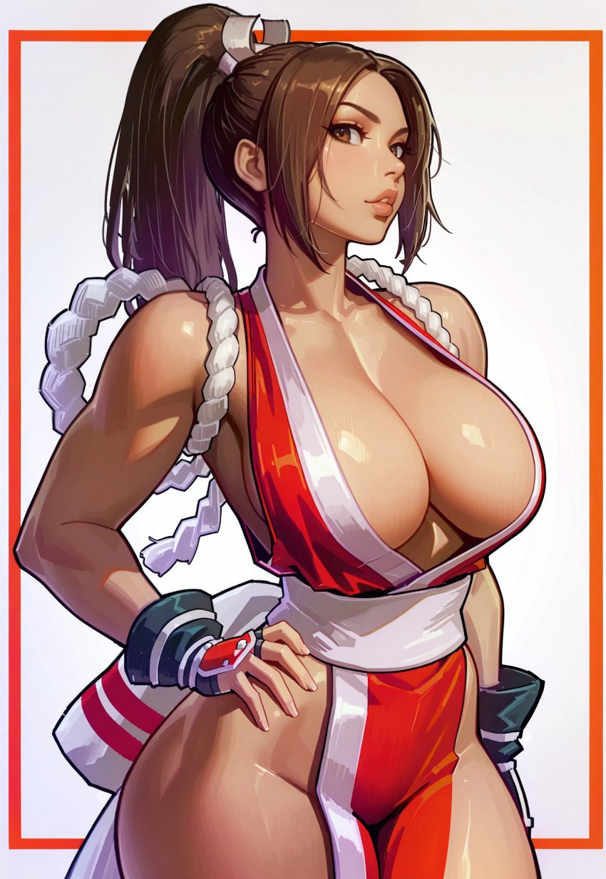 ai_generated breasts civitai cleavage japanese_clothes king_of_fighters kunoichi loincloth mai_shiranui stable_diffusion