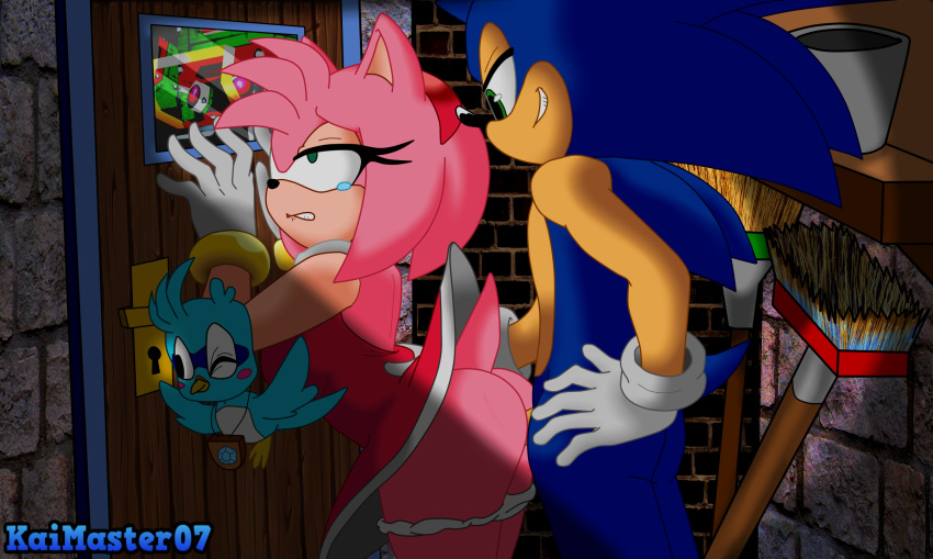 amy_rose anal anal_sex avian bite biting_lip closet dark_room exposed_torso female flicky footwear from_behind_(disambiguation) from_behind_position handwear hi_res jammiez lagomorph machine male mammal mostly_nude penetration risk_of_discovery robot sega self_bite sex sonic_(series) sonic_the_hedgehog stealth stealth_sex straight thekaimaster07 tight_fit