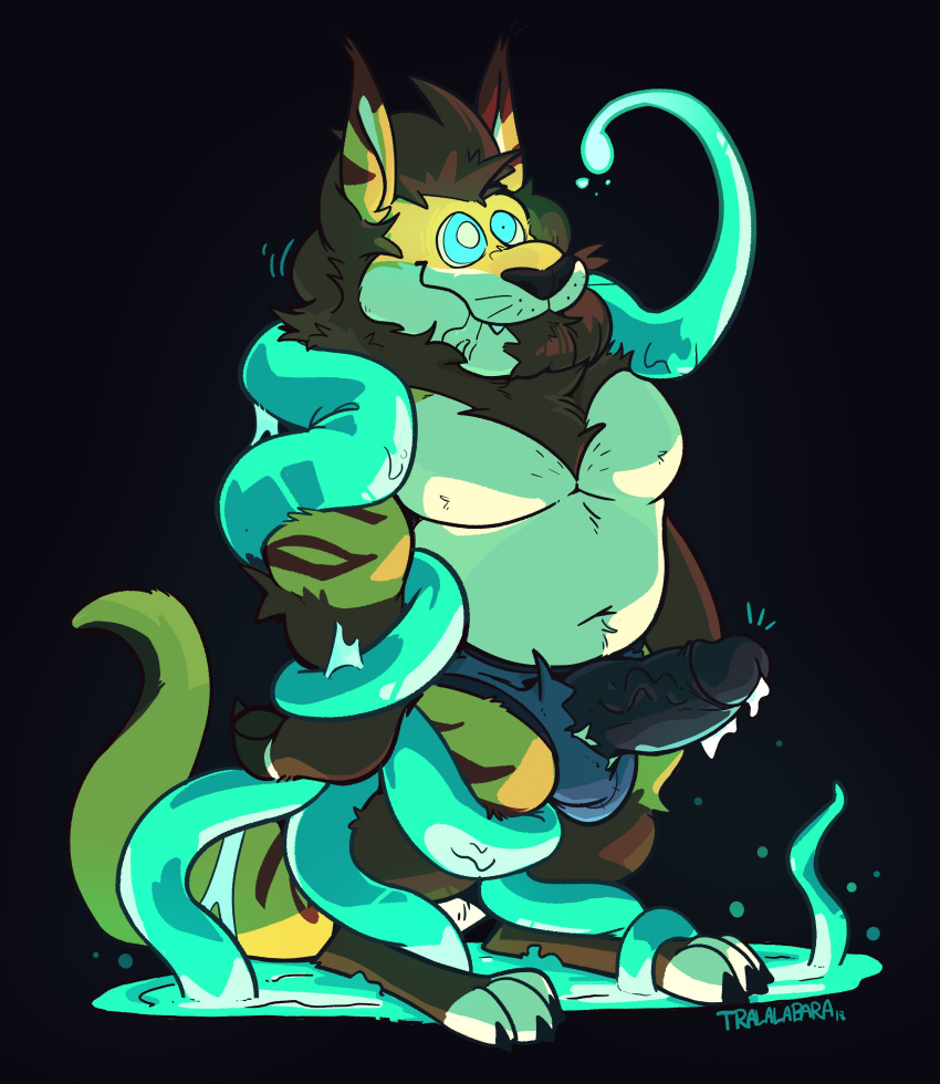 2018 absurd_res anthro bodily_fluids briefs brown_hair clothed clothing erection facial_hair felid forced genital_fluids hair haps hi_res humanoid_penis hybrid hypnosis kangaroo lion macropod male male_only mammal marsupial mind_control navel pantherine partially_clothed pecs penis precum rape restrained ringed_eyes smile solo submissive_male tentacle tentacle_rape tentacle_sex topless torn_clothing underwear