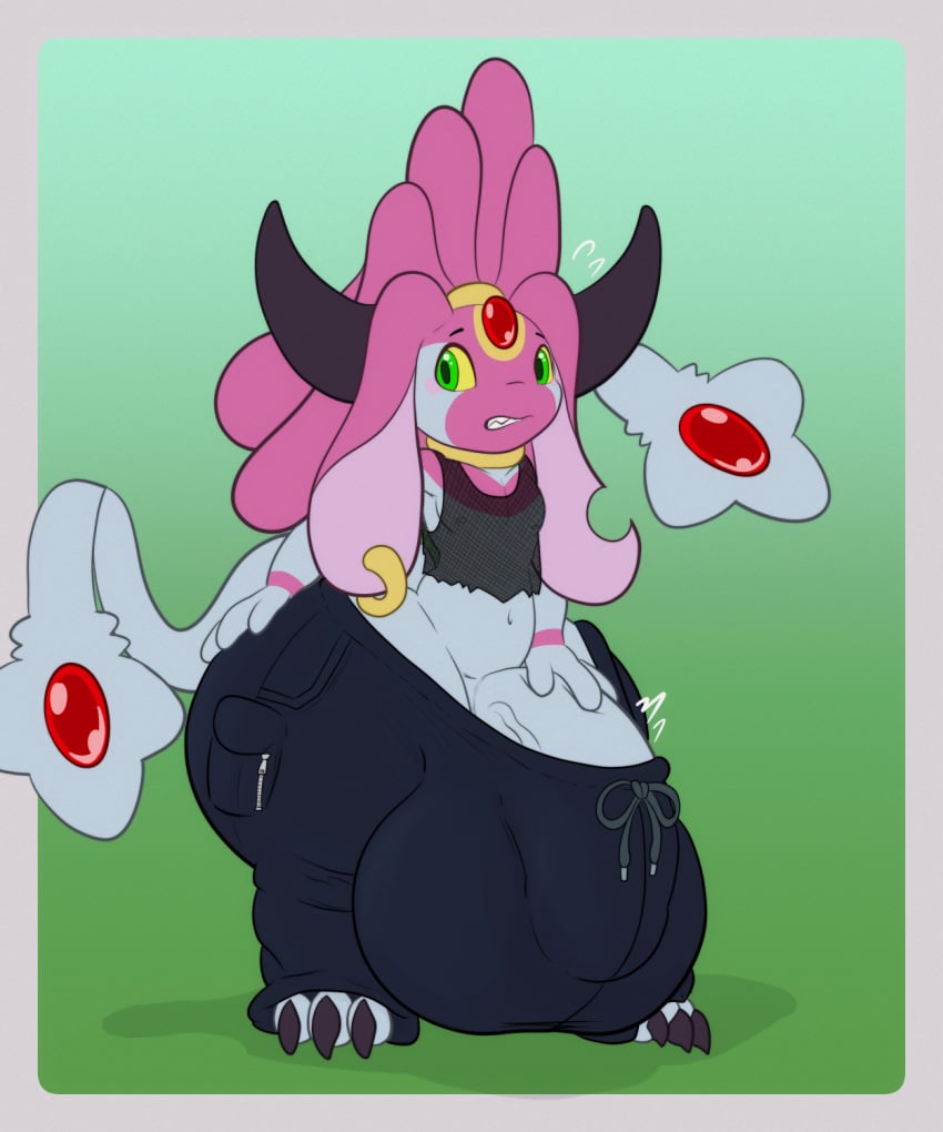 4_fingers ass balls big_balls big_butt big_penis carou_(vezerem) clothed clothing crop_top fingers fusion generation_4_pokemon generation_6_pokemon genitals grey_body hi_res hoopa hoopa_(confined) horn huge_balls huge_butt huge_cock humanoid humanoid_genitalia humanoid_penis hyper hyper_balls hyper_butt hyper_genitalia hyper_penis legendary_pokemon male mesprit nintendo nipples penis pokemon pokemon_(species) pokemon_fusion shirt simple_background solo tail thick_thighs topwear vezerem wardrobe_malfunction wide_hips