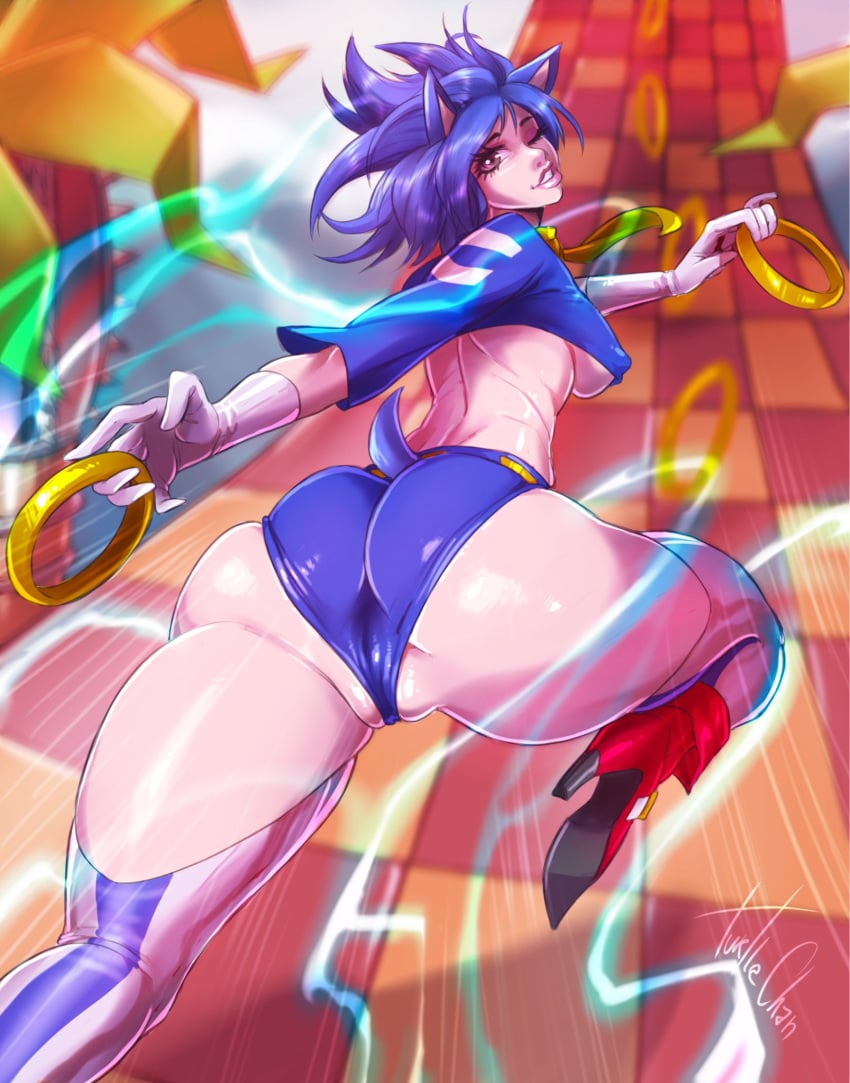 2d 2d_(artwork) 2d_artwork ass blue_hair breasts female hair human humanized power_display red_eyes red_hair rule_63 running solo sonic_(series) sonic_the_hedgehog sonic_the_hedgehog_(series) speedster super_speed tagme thick thick_ass thick_butt thick_hips thick_legs thick_thighs thunder_thighs thunderthighs torturechan turtlechan using_powers