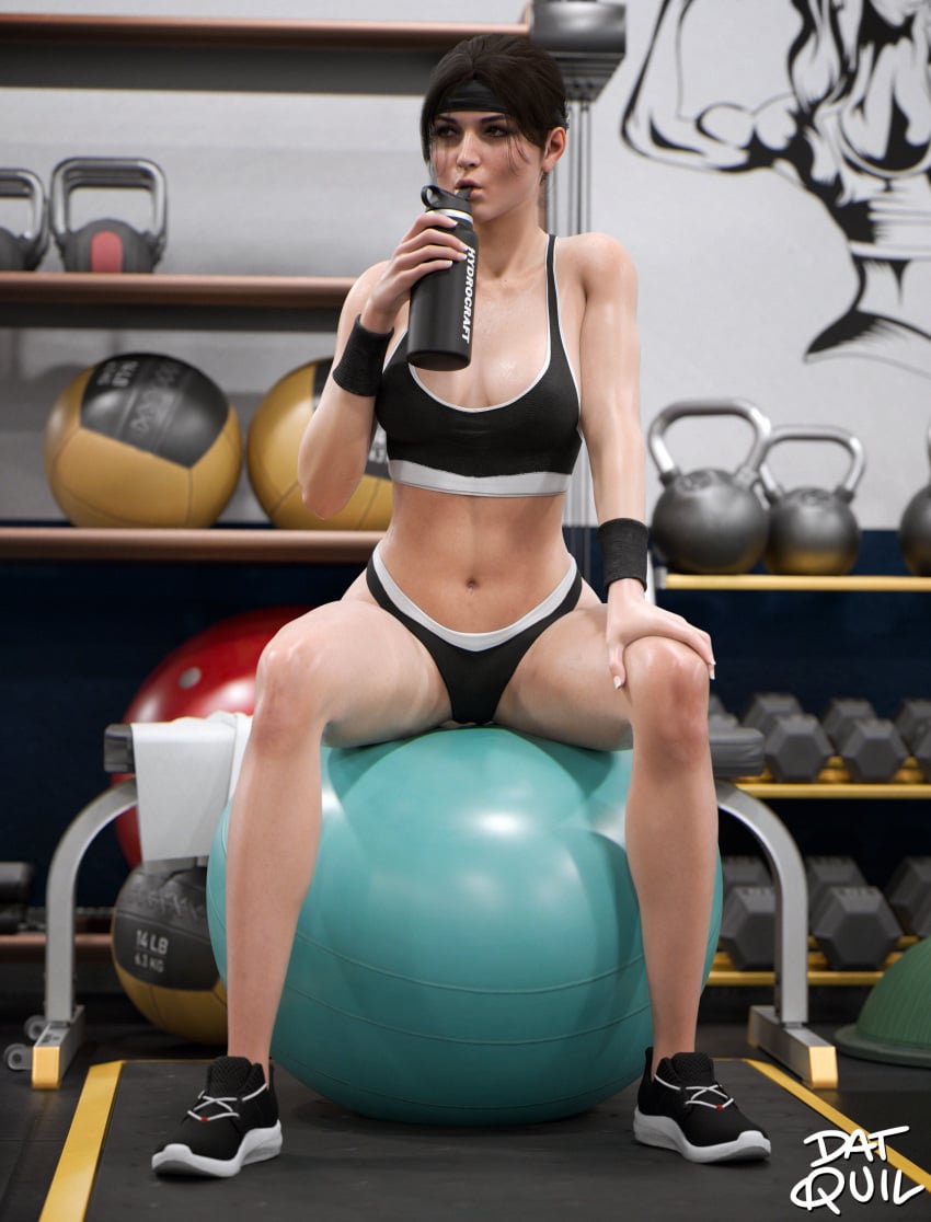 1girls 3d athletic_female bottle drinking drinking_straw drinking_water exercise exercise_ball exercise_clothing exercise_equipment flask gym headband lara_croft lara_croft_(survivor) puckered_lips pursed_lips quilsfm sitting sitting_on_ball solo solo_female sportswear tagme tomb_raider water_bottle working_out workout workout_clothes