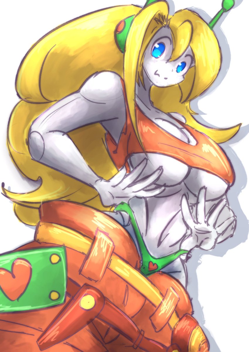 1girls android breasts canon_panties cave_story curly's_panties curly_brace mokkoyu panties robot underboob