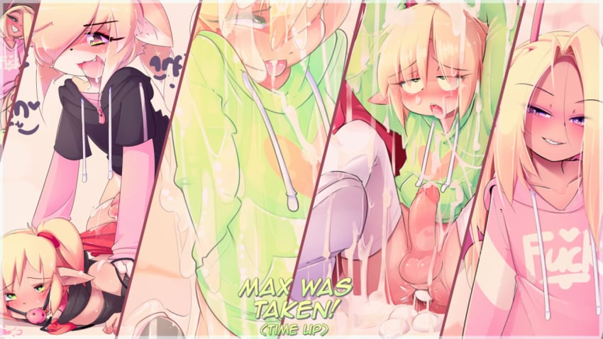 anal_sex cum cum_inside cum_on_body cum_on_face dd_(hoodie) dog_girl egg egg_laying femboy fifi_(hoodie) game_cg game_over gay hoodie_(artist) light_skin male male_focus male_only max_(hoodie) multiple_boys penis tagme