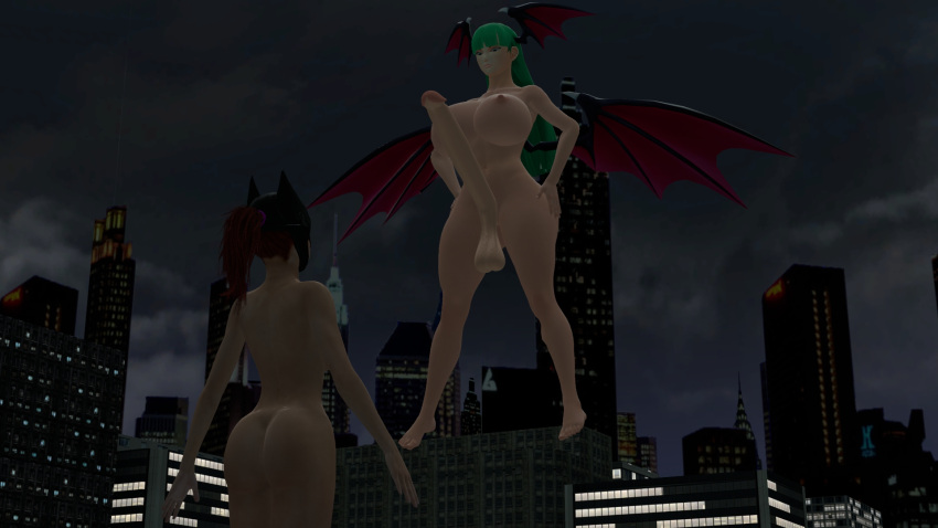 3d afonsorami barbara_gordon batgirl batman_(series) capcom completely_naked completely_naked_female completely_naked_futanari completely_nude completely_nude_female completely_nude_futanari crossover darkstalkers dc dc_comics eastern_and_western_character futanari morrigan_aensland nude_female nude_futanari sfm source_filmmaker