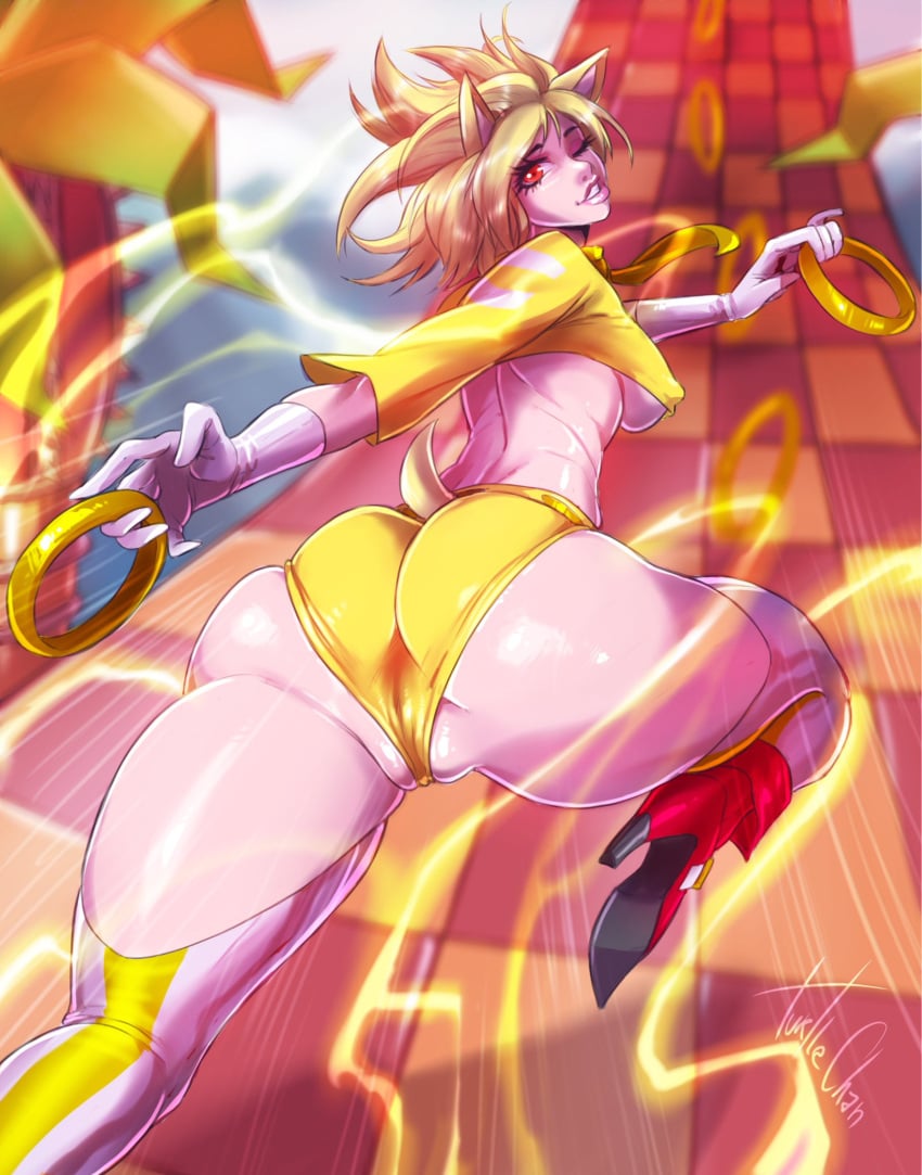 2d 2d_(artwork) 2d_artwork ass breasts female hair human humanized red_eyes red_hair rule_63 running solo sonic_(series) sonic_the_hedgehog sonic_the_hedgehog_(series) super_sonic super_speed tagme thick thick_ass thick_butt thick_hips thick_legs thick_thighs thunder_thighs thunderthighs torturechan turtlechan yellow_hair