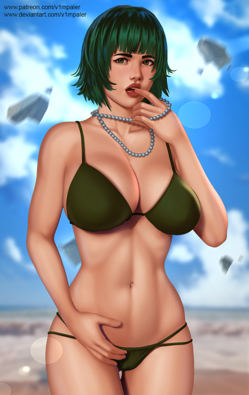 1girls abs bikini breasts cleavage female female_only fubuki_(one-punch_man) looking_at_viewer one-punch_man solo v1mpaler