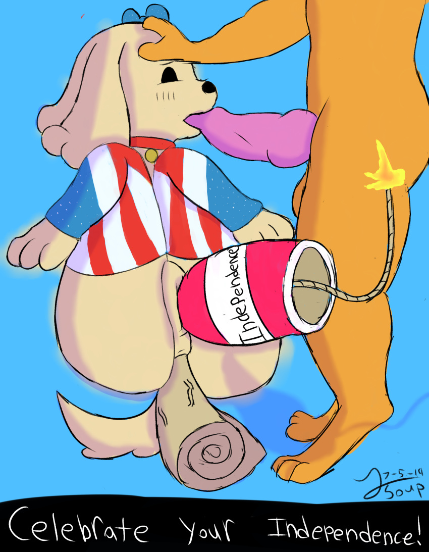 2019 4th_of_july absurd_res american_flag american_flag_legwear anal anal_sex animal_genitalia anne_kennel anthro anus ass balls bow canid canine canis clitoris clothing collar digital_media_(artwork) dipstick_tail domestic_dog domination duo embarrassed english_text erection fellatio female female_focus fur headgear headwear hi_res imminent_death imminent_necrophilia inside knot legwear male male_domination mammal multicolored_tail oral penetration penile penis plump_labia pups_of_liberty pussy rocket sex sitting socks solo_focus stockings straight tan_fur text toony tsoup vein