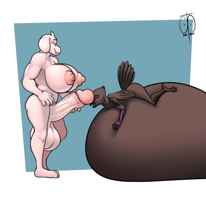 1boy 1futa 2019 anthro areolae avian balls beak belly big_belly bird bodily_fluids boss_monster bovid breasts caprine corvid corvus_(genus) crow cum cum_inflation curvy digital_media_(artwork) duo erect_nipples erection freckles_(artist) furry futa_on_male futanari genital_fluids horn humanoid_penis hyper hyper_balls hyper_belly hyper_breasts hyper_penis inflation intersex male mammal nipples nude open_beak open_mouth penis signature stomach_bulge toriel undertale video_games