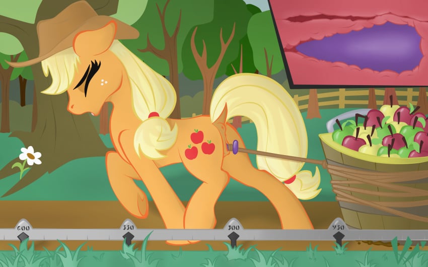 2017 anus apple applejack_(mlp) ass clothing cutie_mark dildo earth_pony equid equine female feral food friendship_is_magic fruit hat headgear headwear hi_res horse internal mammal my_little_pony outside penetration plant pony pussy rope sex_toy solo tree vaginal_penetration vaginal_penetration virenth