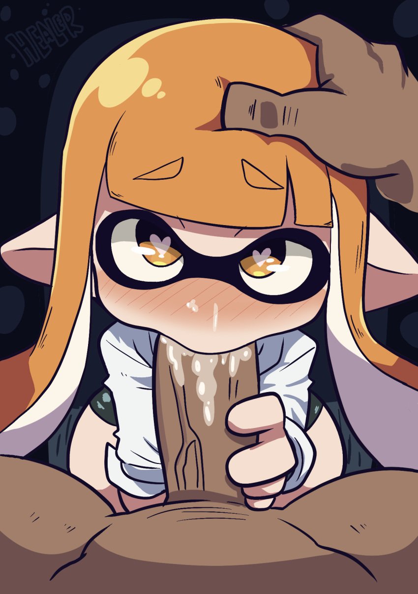 biped cephalopod clothed clothed/nude clothing fellatio female female_penetrated fingers genitals hand_on_head hand_on_penis healerart heart_eyes heart_symbol hi_res inkling kaori_(splatoon) looking_at_viewer male male/female male_penetrating male_penetrating_female marine mollusk nintendo nude oral penetration penile penis sex splatoon vein veiny_penis