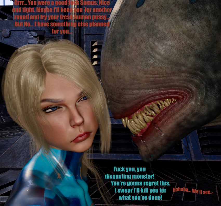 1girls 3d anal anal_rape ass blonde_hair blue_eyes breasts caption captured captured_heroine clothed_sex clothing crying cum cum_in_ass cum_inside defeated defeated_heroine facehugger female interspecies long_hair male metroid monster pain penetration pussy rape samus_aran scared sex sex_slave size_difference spread_legs that3dartist torn_clothes torn_clothing torture wide_hips zero_suit_samus