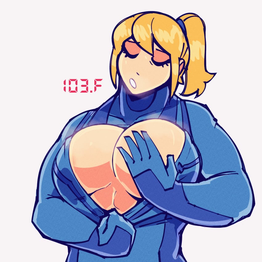 1girls 2d 2d_(artwork) animated big_breasts blonde_female blonde_hair breasts cdlum cleavage female female_only female_solo huge_breasts large_breasts light-skinned_female light_skin loop looping_animation metroid muscular muscular_female nintendo no_sound samus_aran solo solo_female sweat sweating sweaty sweaty_breasts unzipped_bodysuit zero_suit zero_suit_samus