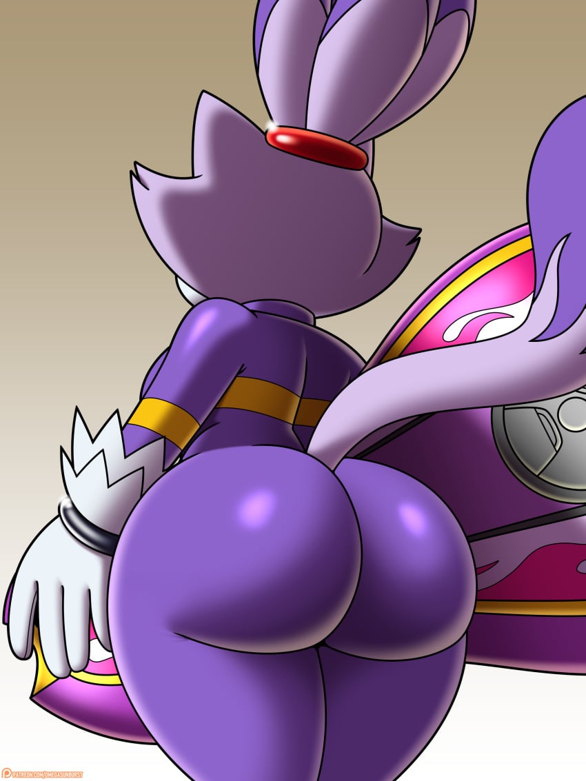 1girls anthro ass ass_focus back_view backboob big_ass big_breasts blaze_the_cat cat_ears cat_girl cat_tail catgirl clothed clothing color colored female female_only gradient_background huge_ass line_art mobian mobian_(species) omegasunburst pants patreon patreon_logo patreon_url patreon_username solo solo_focus sonic_(series) sonic_riders sonic_rush sonic_the_hedgehog_(series)