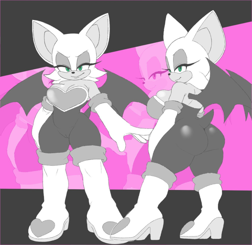 1girls anthro ass bare_shoulders bat boots breasts camel_toe champchidi cleavage clothed clothing elbow_gloves female footwear furry gloves handwear hi_res high_heeled_boots high_heels mammal narrowed_eyes rouge_the_bat sega shoes smile solo solo_female sonic_(series) sonic_the_hedgehog_(series) thick_thighs wings