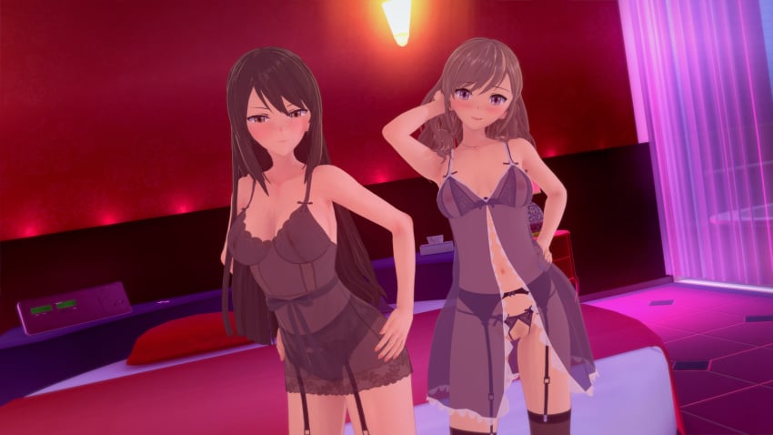 2girls chabashira_sae classroom_of_the_elite hoshinomiya_chie koikatsu lingerie waiting youkoso_jitsuryoku_shijou_shugi_no_kyoushitsu_e