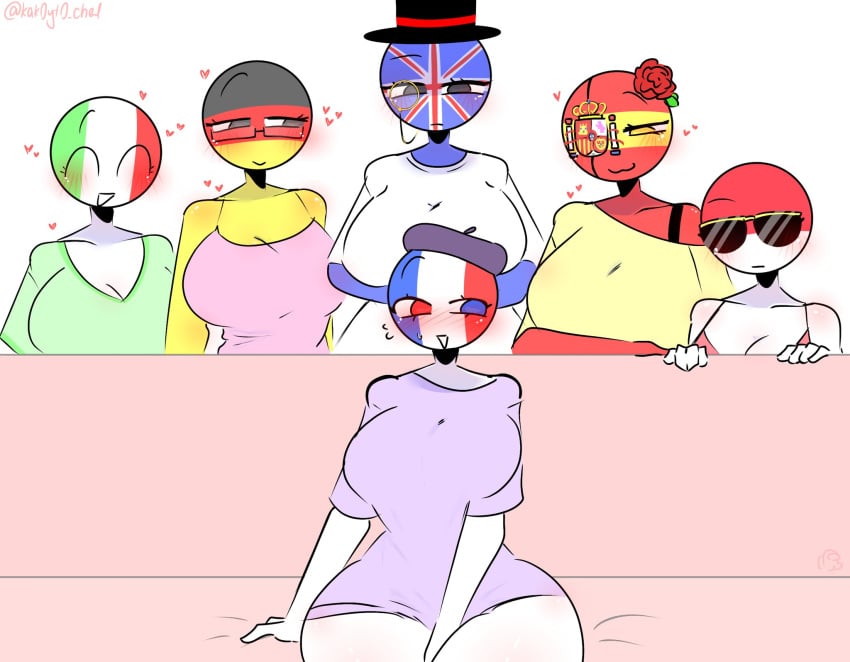 6girls :d artist_name artist_signature bad_anatomy big_ass big_breasts big_butt blue_body blue_eye blue_pupils blue_skin breasts countryhumans countryhumans_girl flower_on_head france_(countryhumans) germany_(countryhumans) glasses gray_eyes gray_pupils green_clothing imminent_sex italy_(countryhumans) kak0yt0_chel monaco_(countryhumans) monocle pink_clothing piper_perri_surrounded purple_clothing red_body red_clothing red_eye red_pupils red_skin sfw spain_(countryhumans) sunglasses thick_ass thick_butt thick_legs thick_thighs top_hat twitter twitter_link twitter_username united_kingdom_(countryhumans) white_background white_body white_clothing white_skin yellow_body yellow_clothing yellow_eyes yellow_pupils yellow_skin