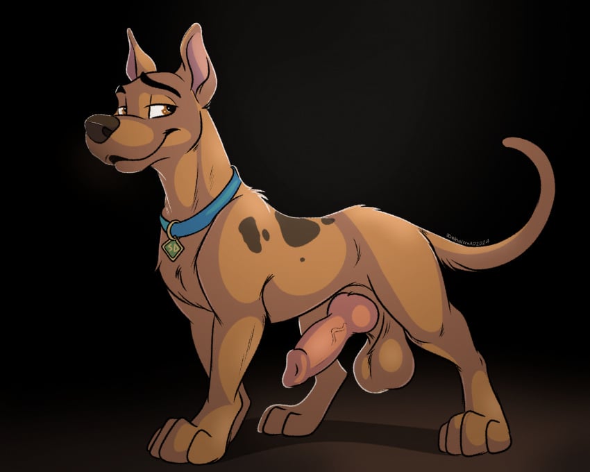 absurd_res animal_genitalia animal_penis balls canid canine canine_genitalia canine_penis canis domestic_dog feral genitals hanna-barbera hi_res looking_back male mammal penis saggy_balls scooby-doo scooby-doo_(series) simple_background solo standing tail whyvern