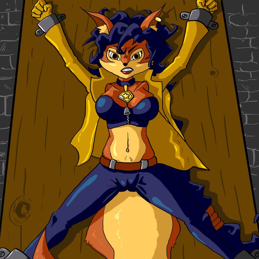 angry bondage carmelita_fox clothed furry nosehook_(artist) sly_cooper_(series) smooth_fur tagme