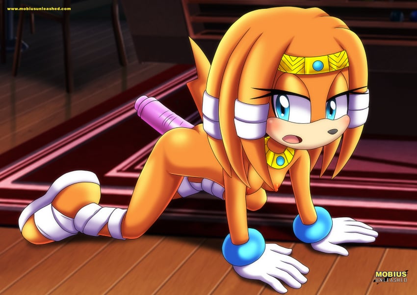 1girls anthro ass bbmbbf blush breasts dildo female female_only looking_at_viewer mobian_(species) mobius_unleashed nipples nude open_mouth palcomix sega sex_toy solo sonic_(series) sonic_the_hedgehog_(series) tikal_the_echidna tongue